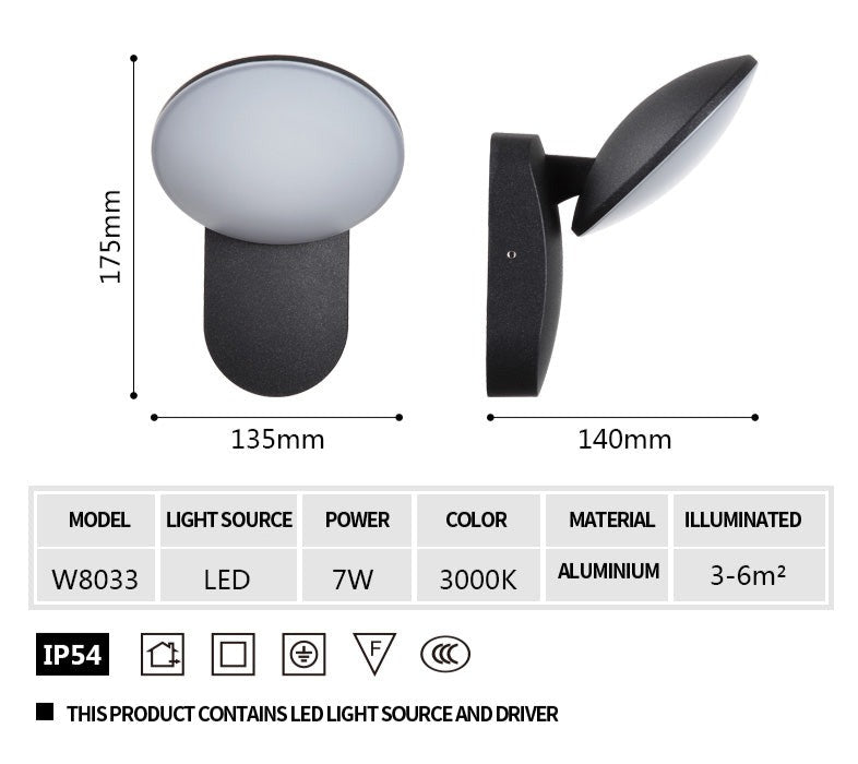 Aplique LED de exterior en aluminio resistente al agua y al óxido IP54 OWL30