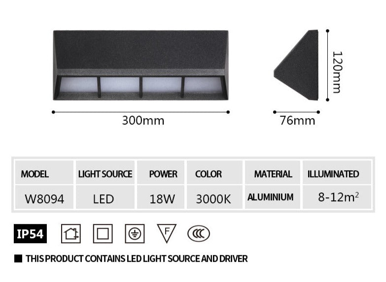 Aplique LED de exterior en aluminio resistente al agua y al óxido IP54 OWL40