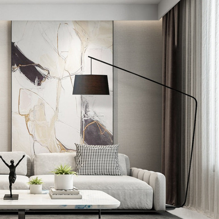 Lampadaire design moderne en métal avec abat-jour en tissu ANGLE