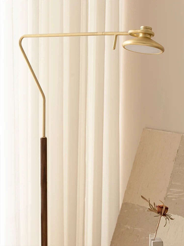 Lampadaire design minimaliste LED en métal et bois KROG