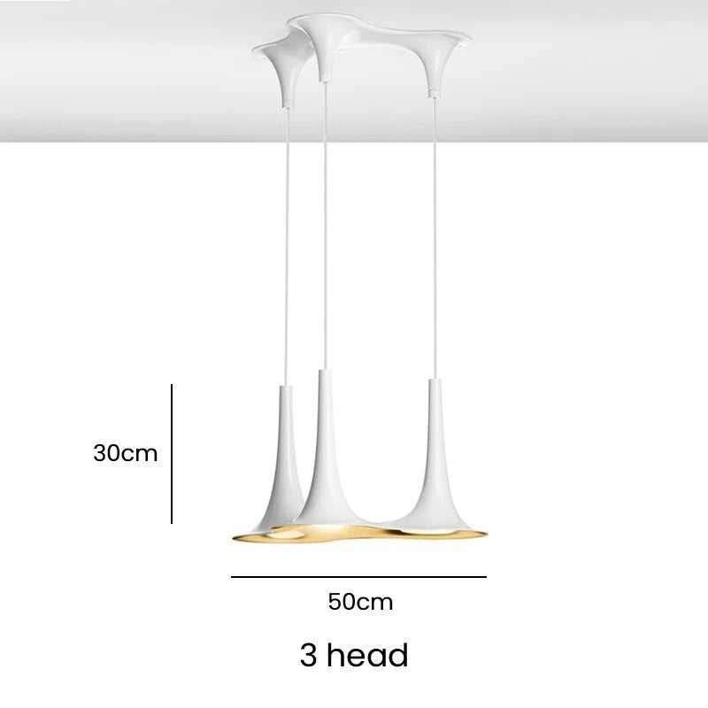 Lámpara colgante cónica de diseño en metal blanco y dorado FLUSSIG
