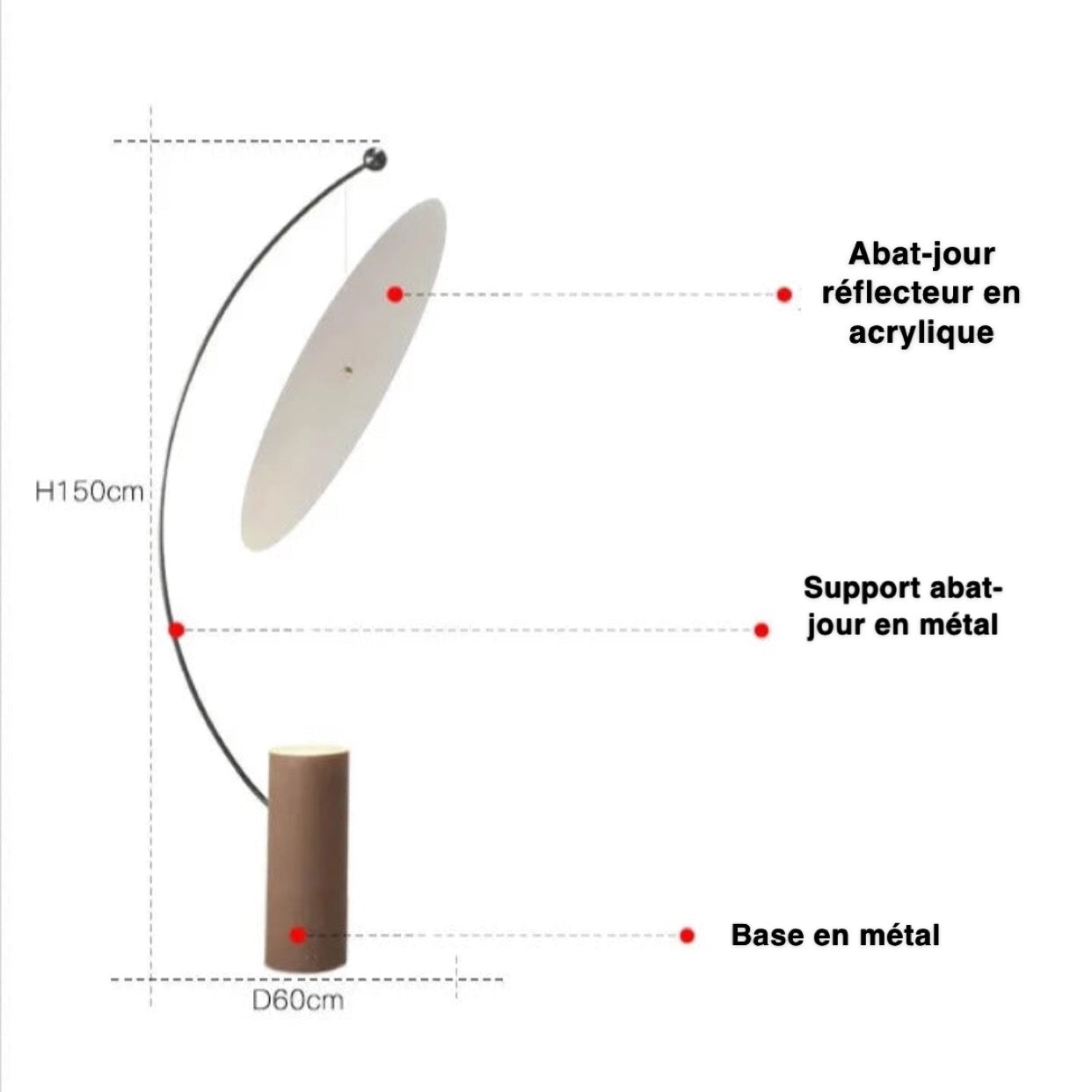 Lampadaire design minimaliste LED en métal KAGAMI