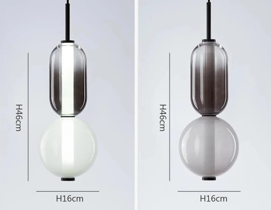 Suspension design LED en verre soufflé PIRULETA