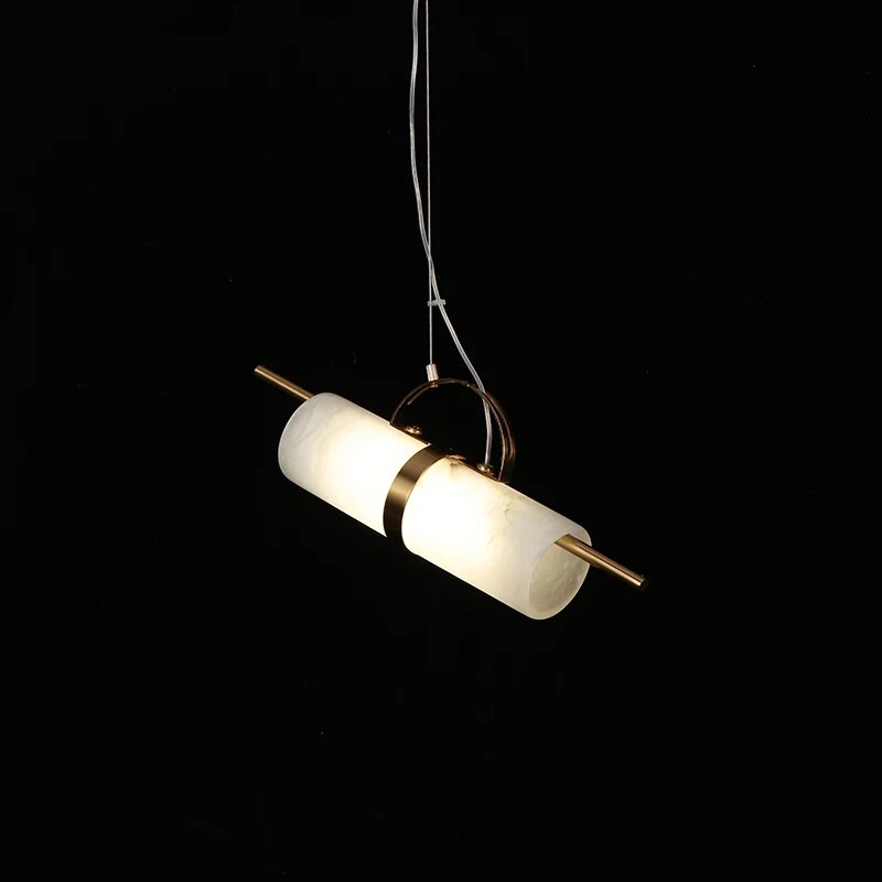 Petite suspension design LED en marbre et métal doré MASCER