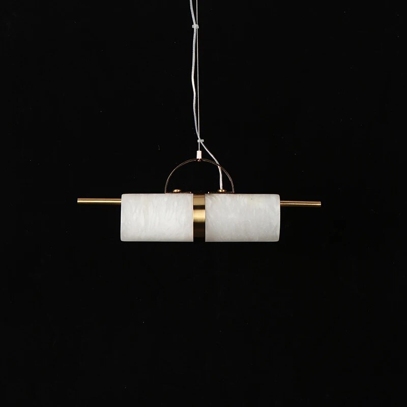 Petite suspension design LED en marbre et métal doré MASCER