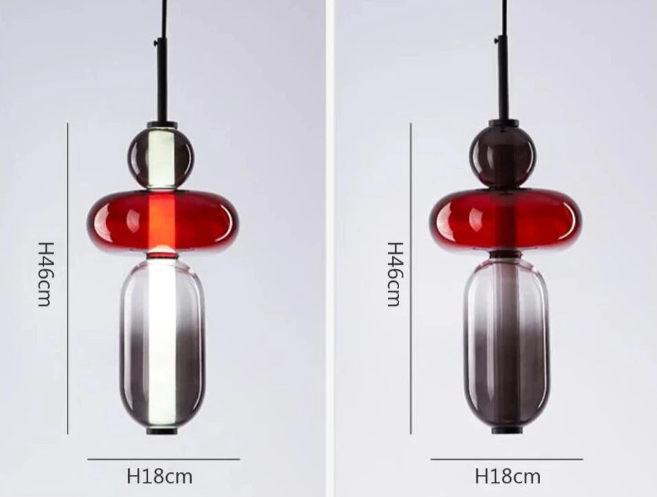 Suspension design LED en verre soufflé PIRULETA