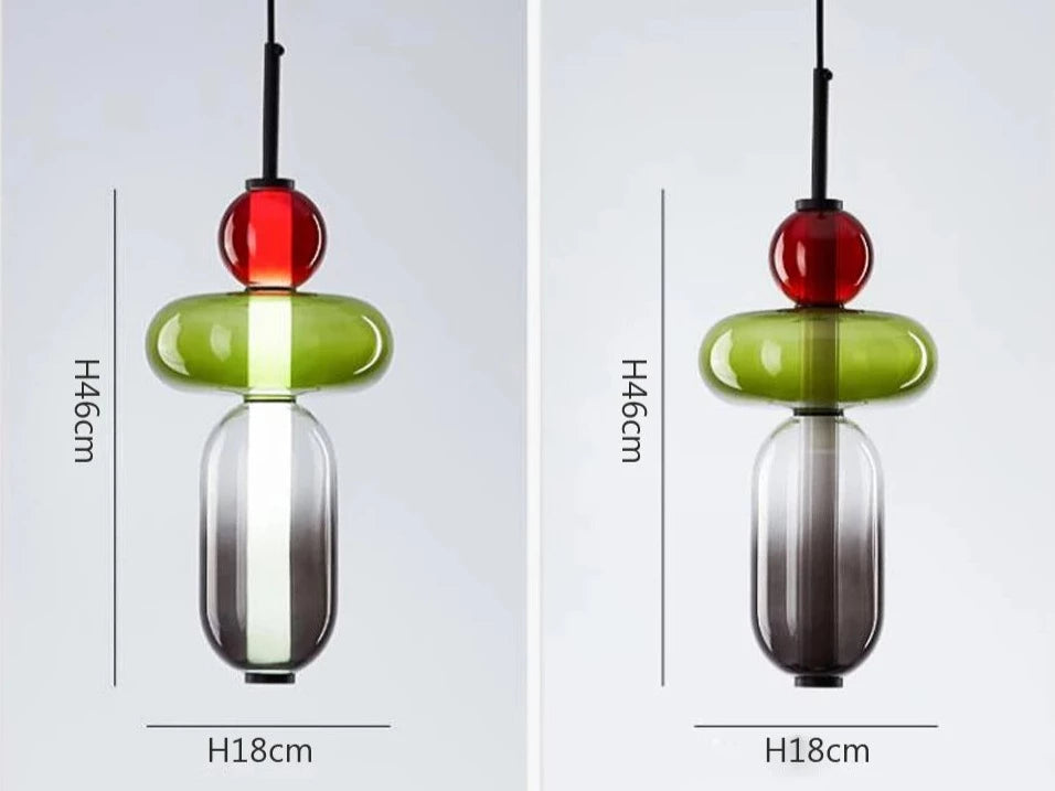 Suspension design LED en verre soufflé PIRULETA
