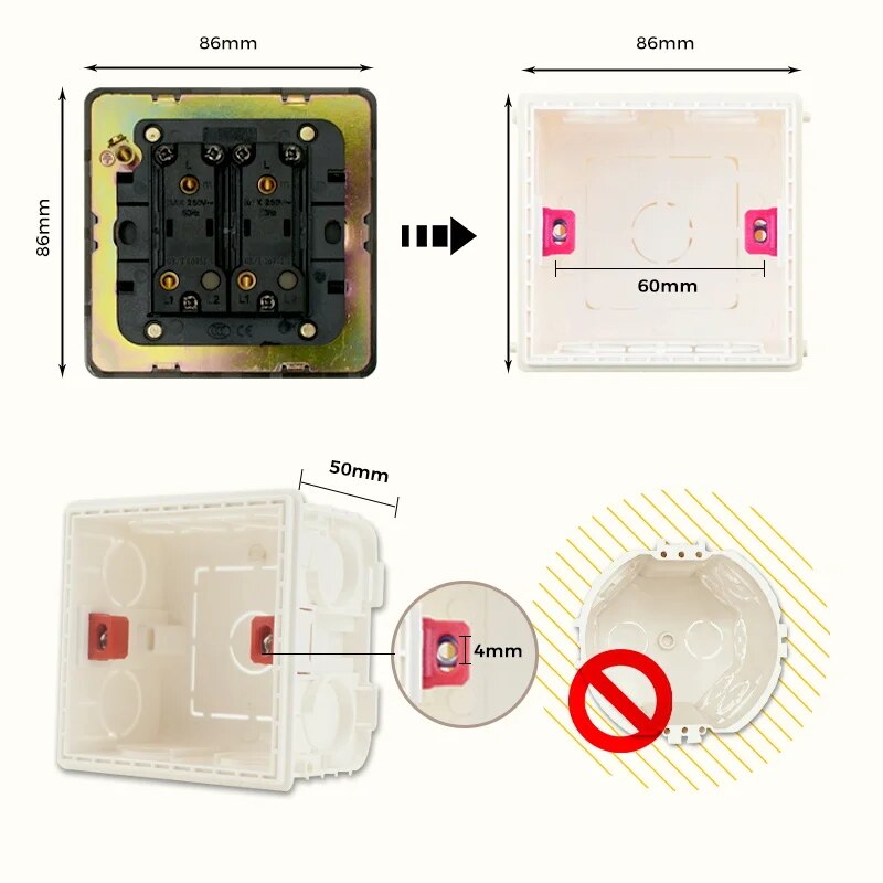 Prises et interrupteurs à bascule noire en acier inoxydable SNC22