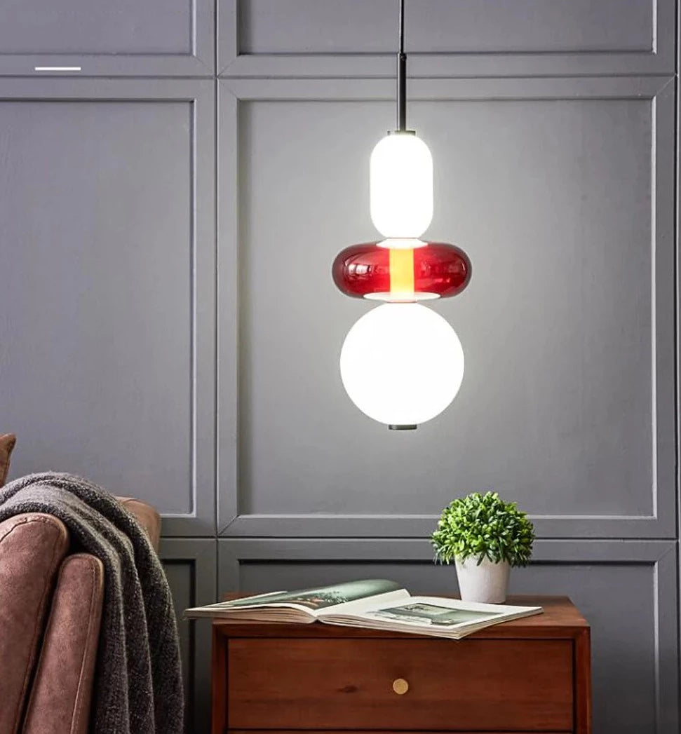 Suspension design LED en verre soufflé PIRULETA