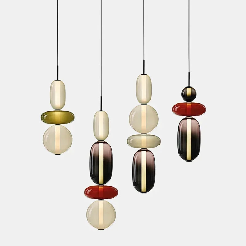 Suspension design LED en verre soufflé PIRULETA