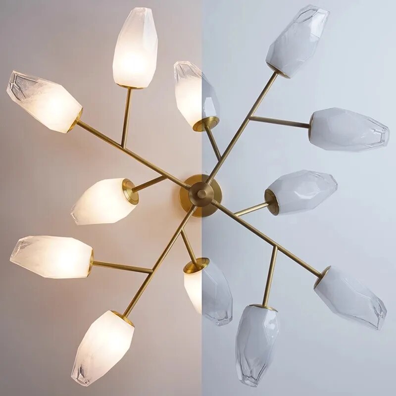 Lustre design en métal doré avec globe en verre SERPENTE