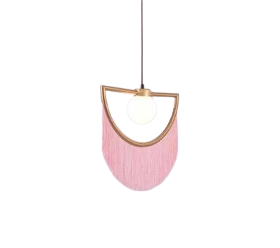 Designer pendant light in gold metal with SWING fabric lampshade