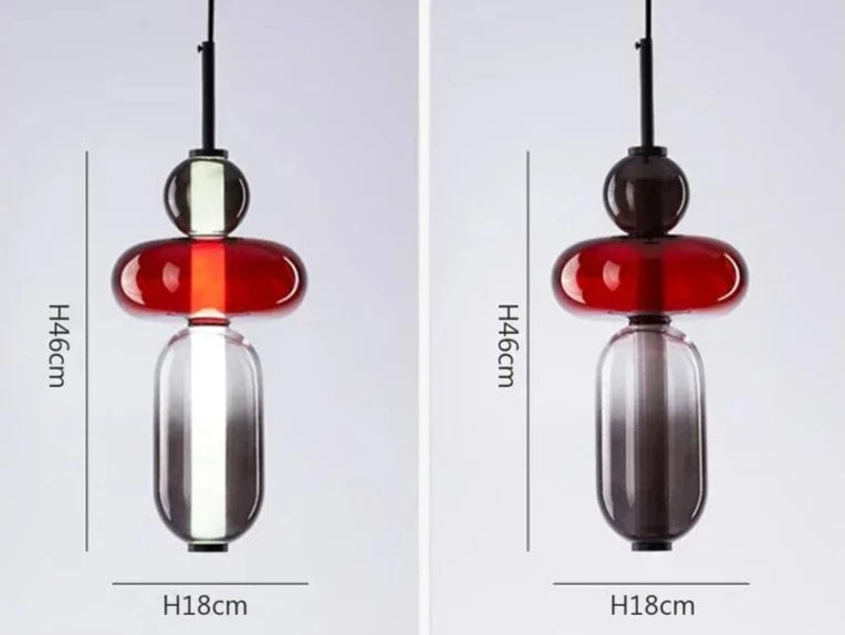 Suspension design LED en verre soufflé PIRULETA