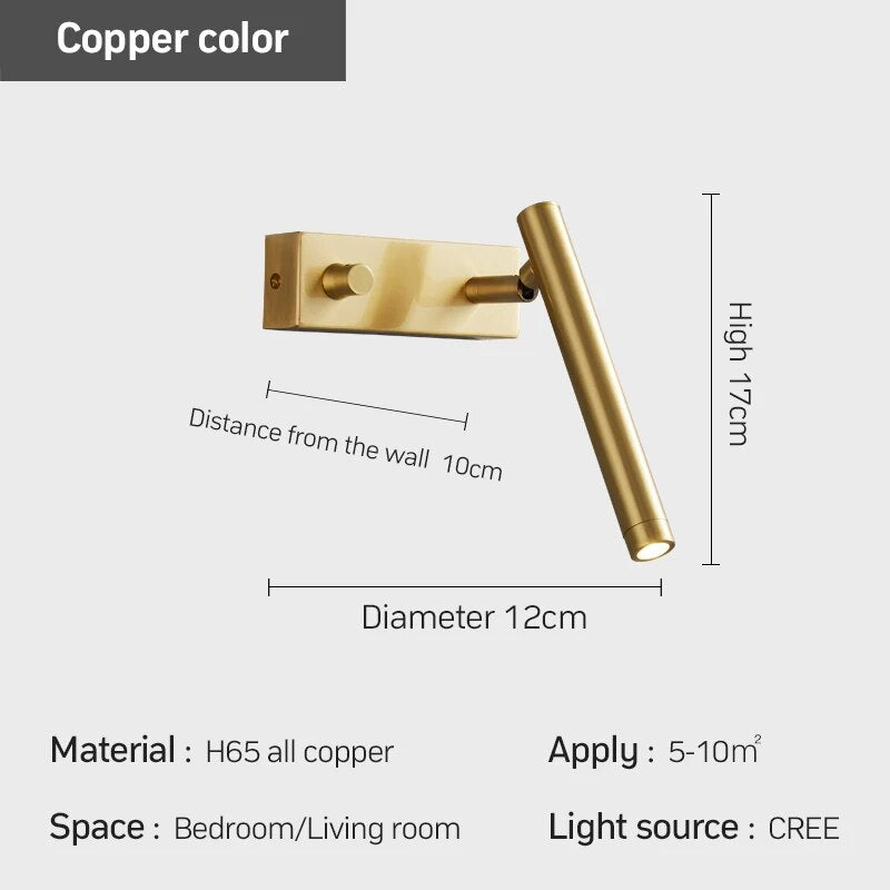 Applique murale rotative design LED en laiton VOHUN