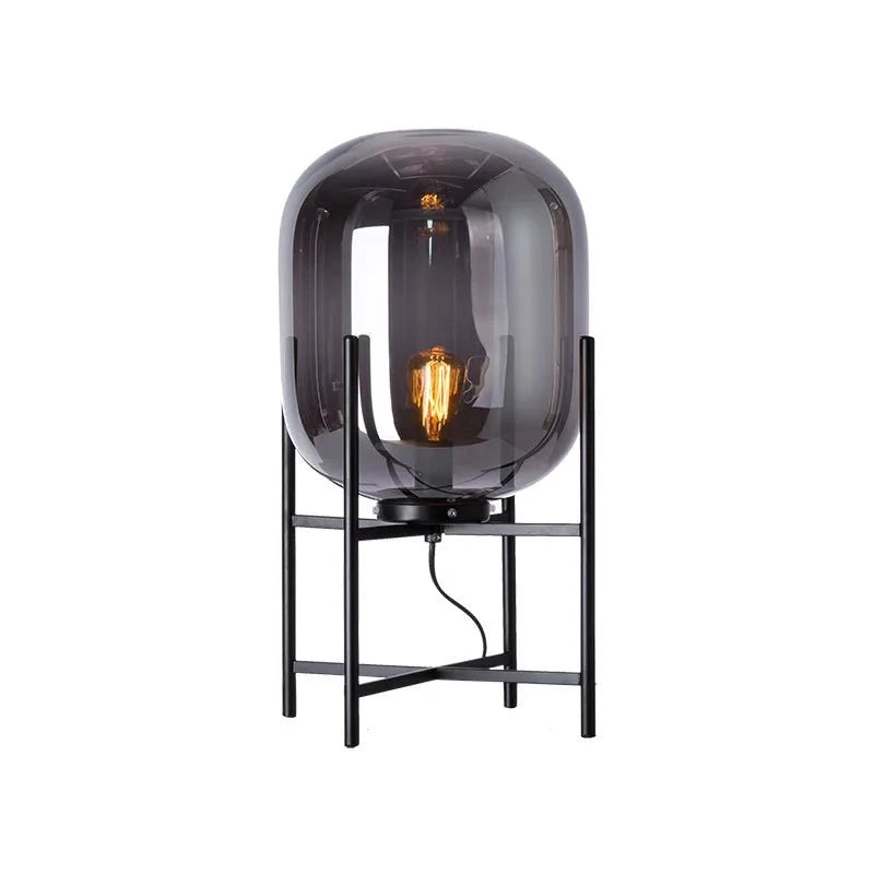 Lampadaire design en métal noir avec abat-jour en verre TAKO