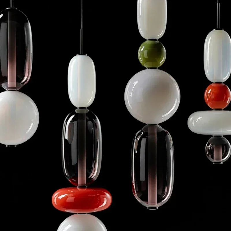 Suspension design LED en verre soufflé PIRULETA