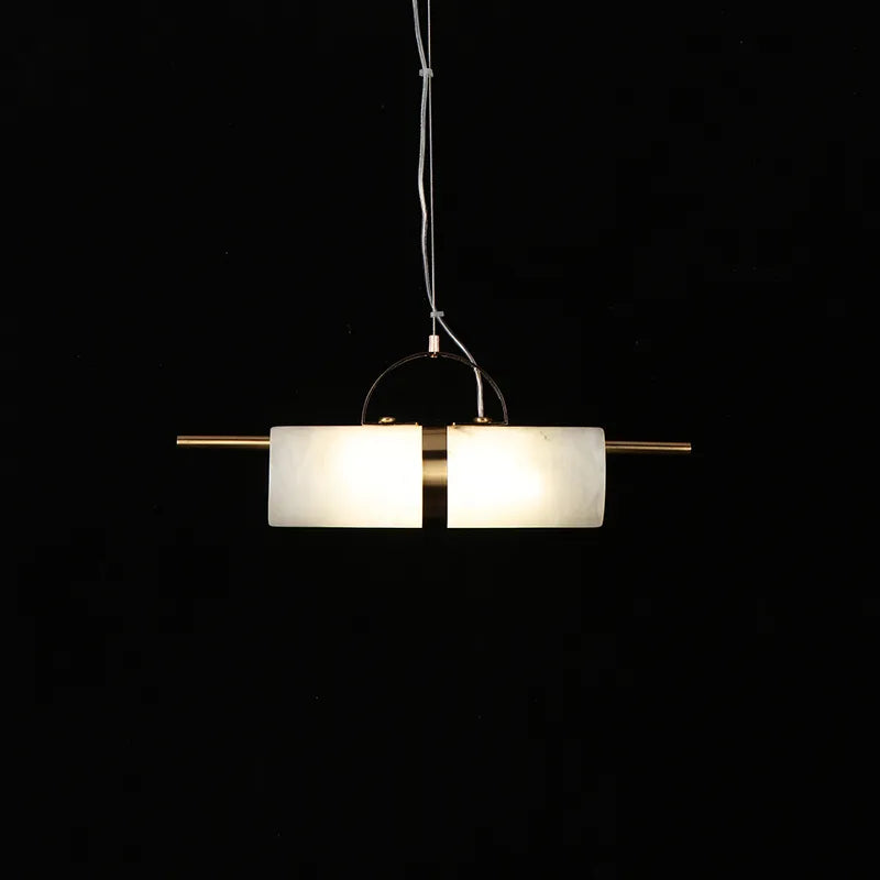 Petite suspension design LED en marbre et métal doré MASCER