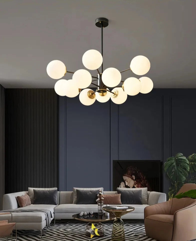 Lustre design en métal noir et globe en verre KABIN