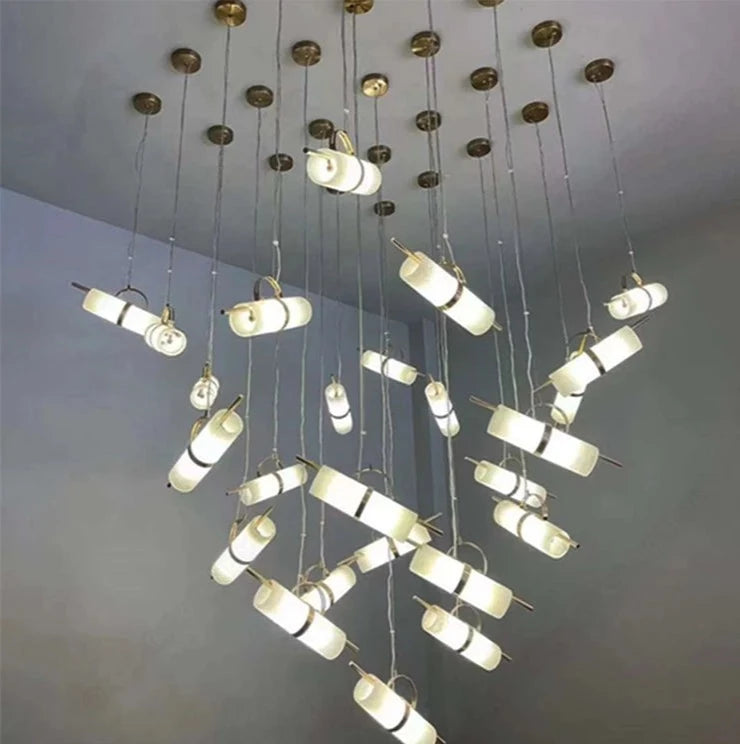 Petite suspension design LED en marbre et métal doré MASCER
