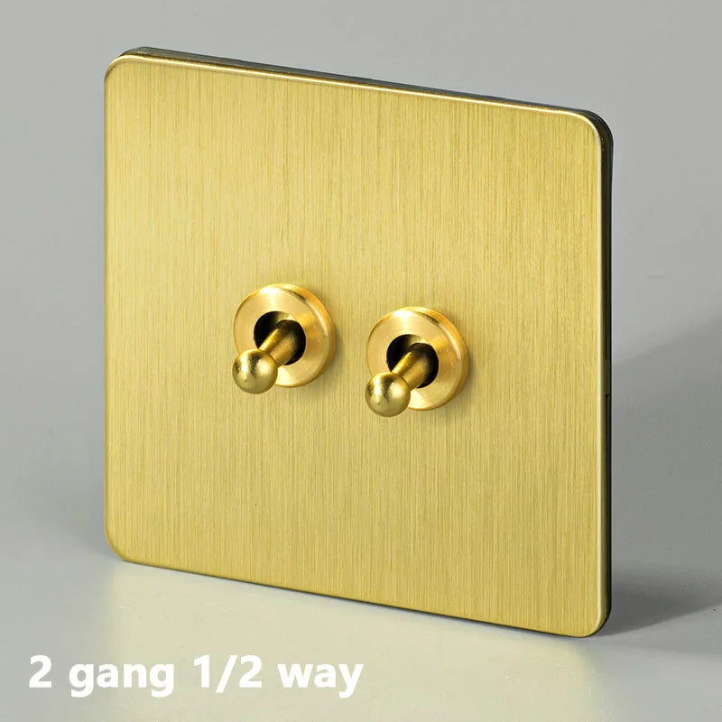 SXS12 Brushed Brass Sockets and Toggle Switches