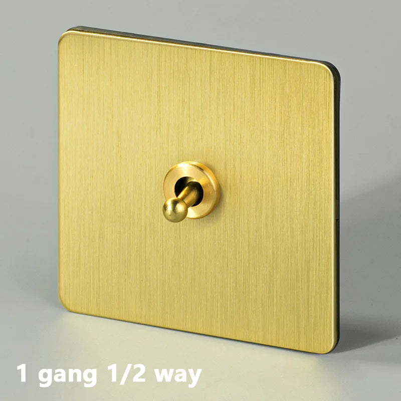 SXS12 Brushed Brass Sockets and Toggle Switches