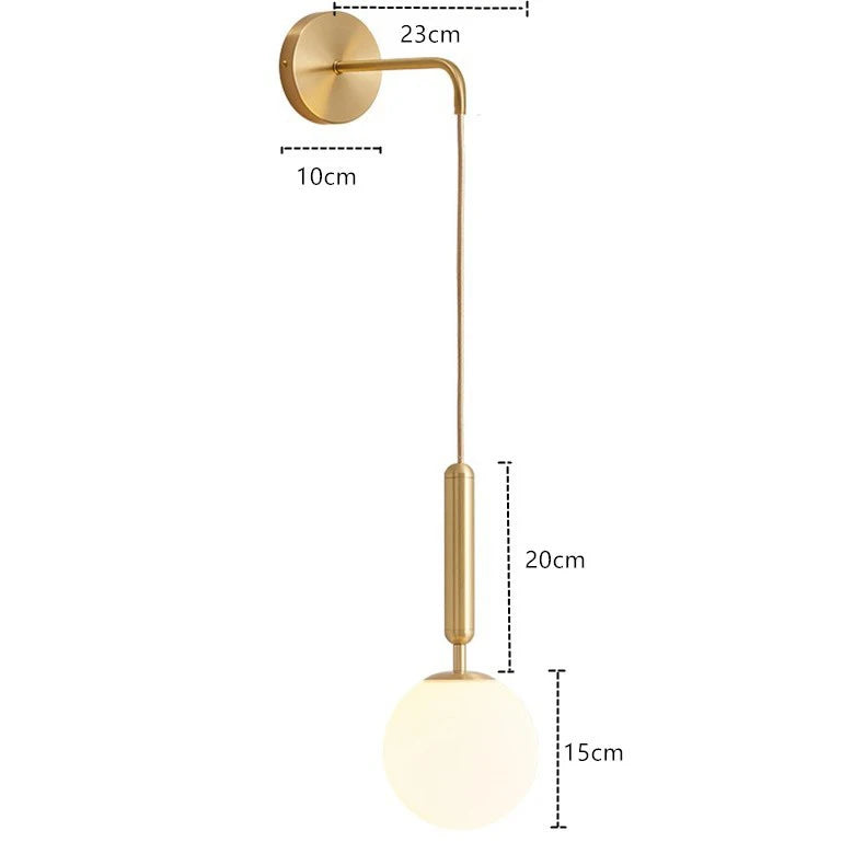 Hanging wall light in gold or black metal ELZA