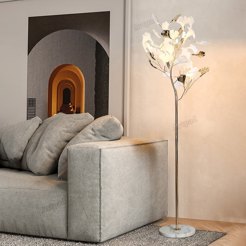 Lampadaire LED en métal design moderne Leaf