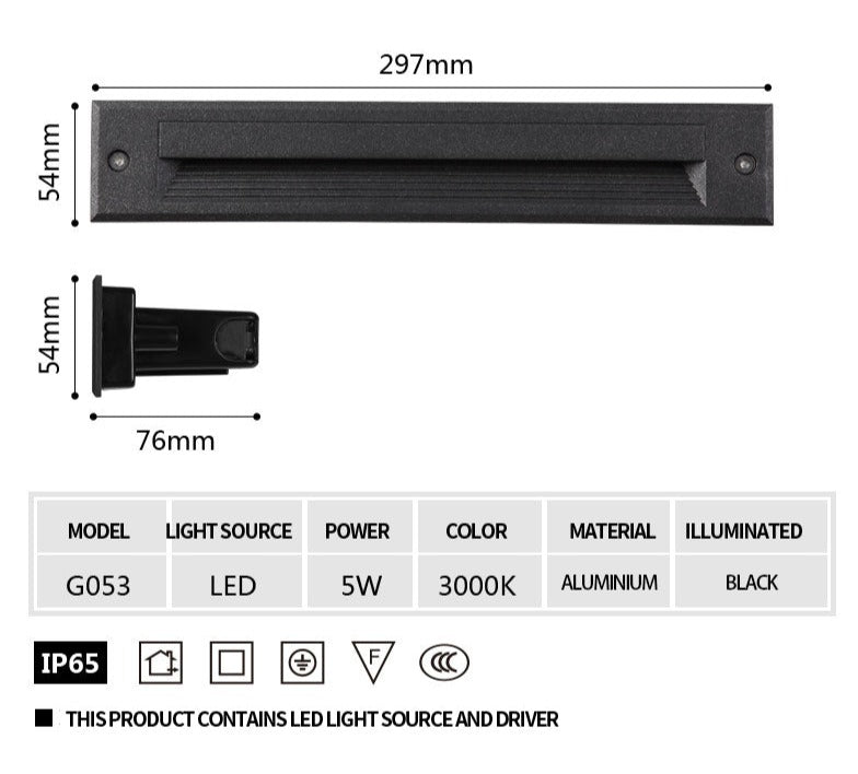 Lampe d'extérieure encastrable en aluminium étanche IP54 et antirouille WLE07