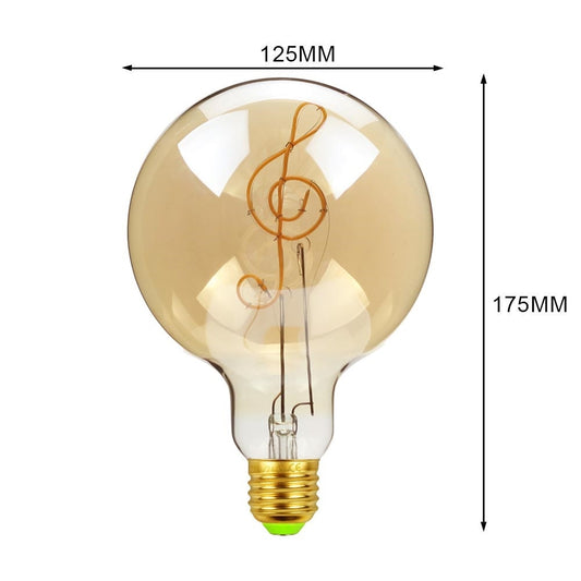 Ampoule Vintage NOTE DE MUSIQUE G125 E27 LED 4W 220V blanc chaud Bulb Retro