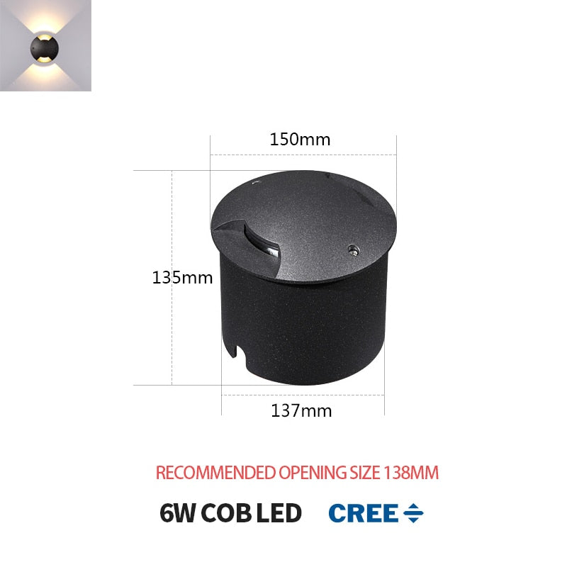 Lampe d'extérieure encastrable au sol en aluminium étanche IP67 et antirouille WLE01