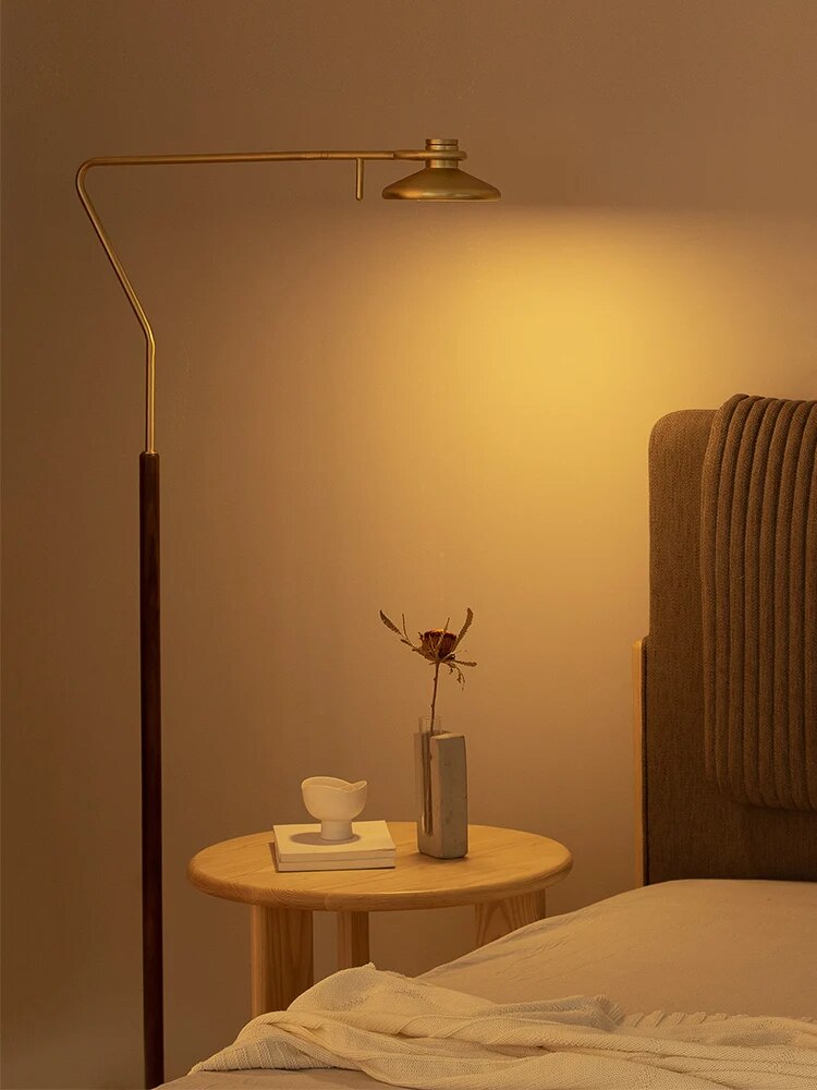 Lampadaire design minimaliste LED en métal et bois KROG