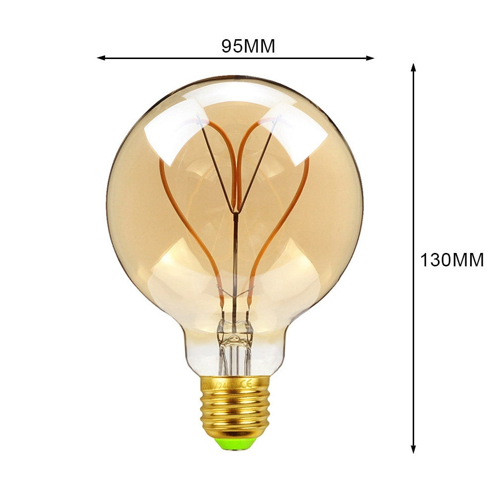 Ampoule Vintage cœur E27 LED 4W 220V blanc chaud Bulb Retro