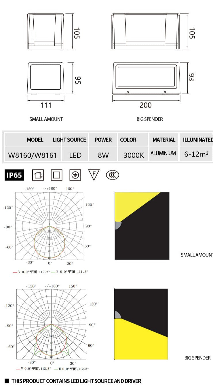 Applique murale LED d'extérieur en aluminium étanche IP54 et antirouille OWL02