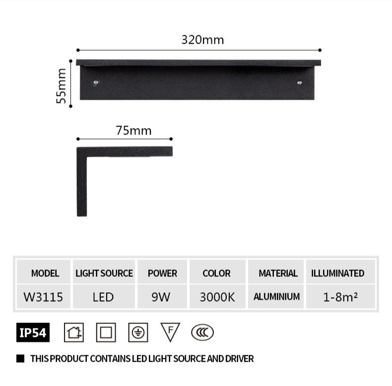 Applique murale LED d'extérieur en aluminium étanche IP54 et antirouille OWL37