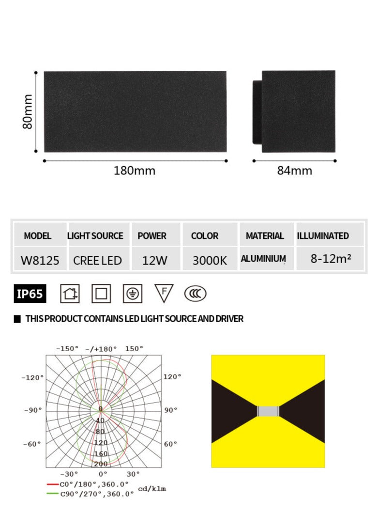 Applique murale LED d'extérieur en aluminium étanche IP65 et antirouille OWL11