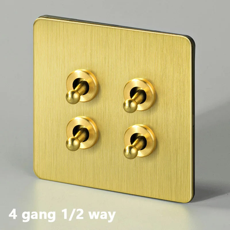 SXS12 Brushed Brass Sockets and Toggle Switches