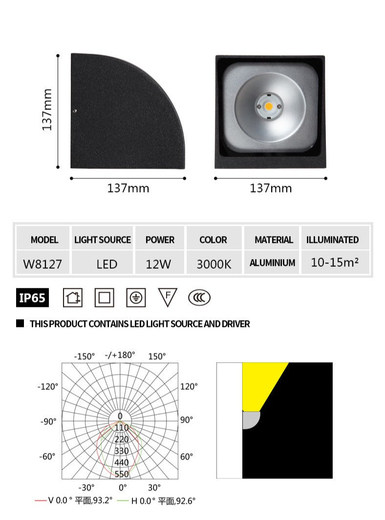 Applique murale LED d'extérieur en aluminium étanche IP65 et antirouille OWL41