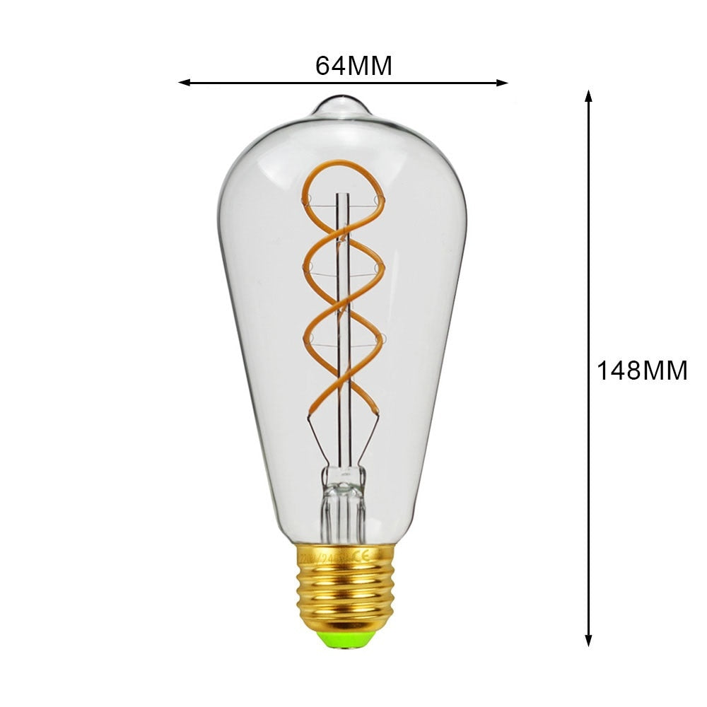 Ampoule Vintage SPIRALE E27 LED 4W 220V blanc chaud Bulb Retro