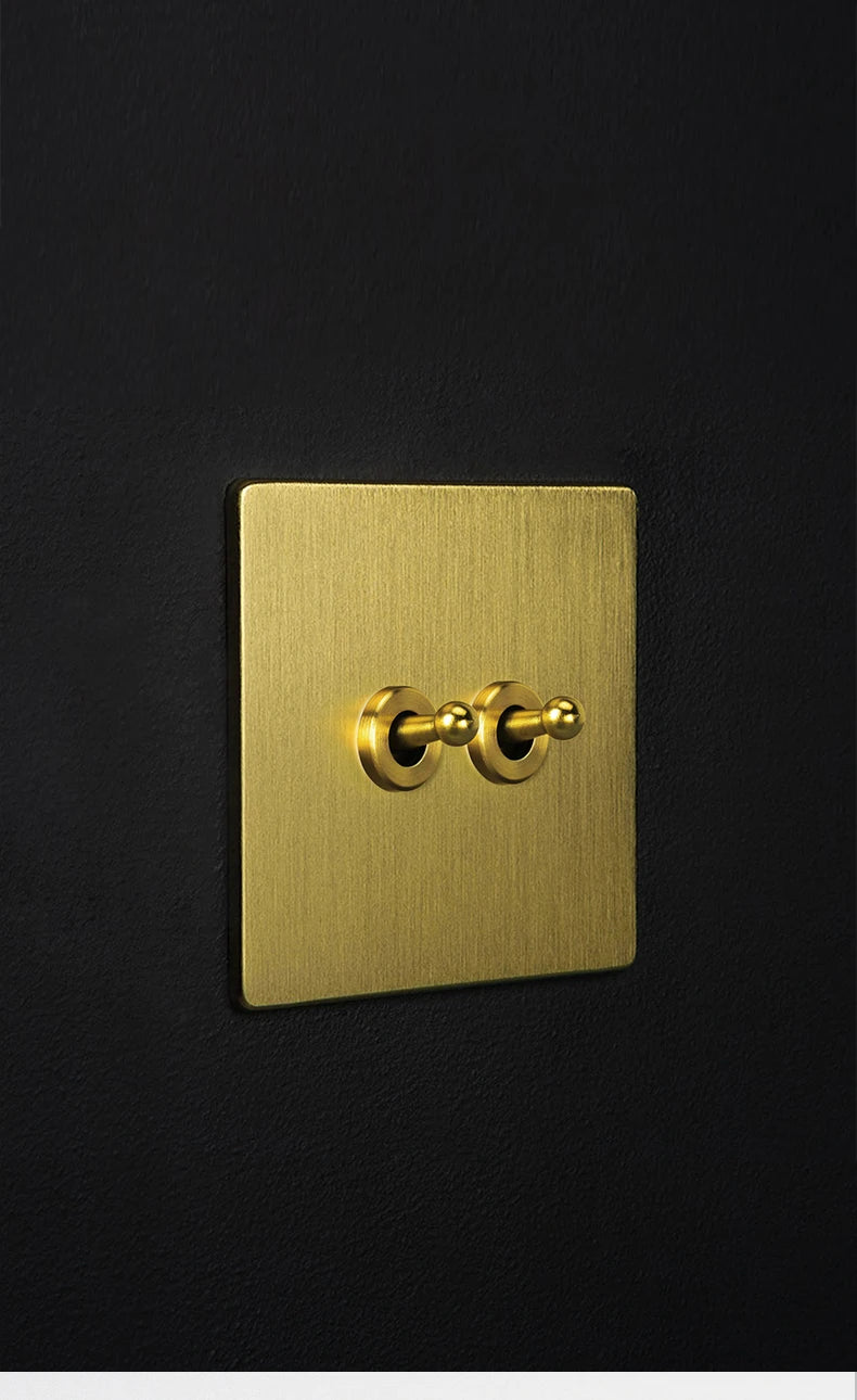 SXS12 Brushed Brass Sockets and Toggle Switches