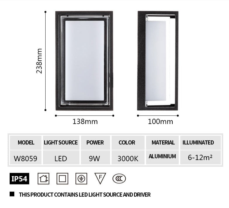 Applique murale LED d'extérieur en aluminium étanche IP54 et antirouille OWL44