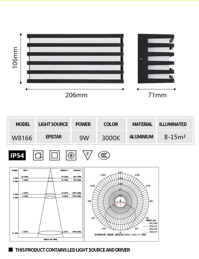 Applique murale LED d'extérieur en aluminium étanche IP54 et antirouille OWL03