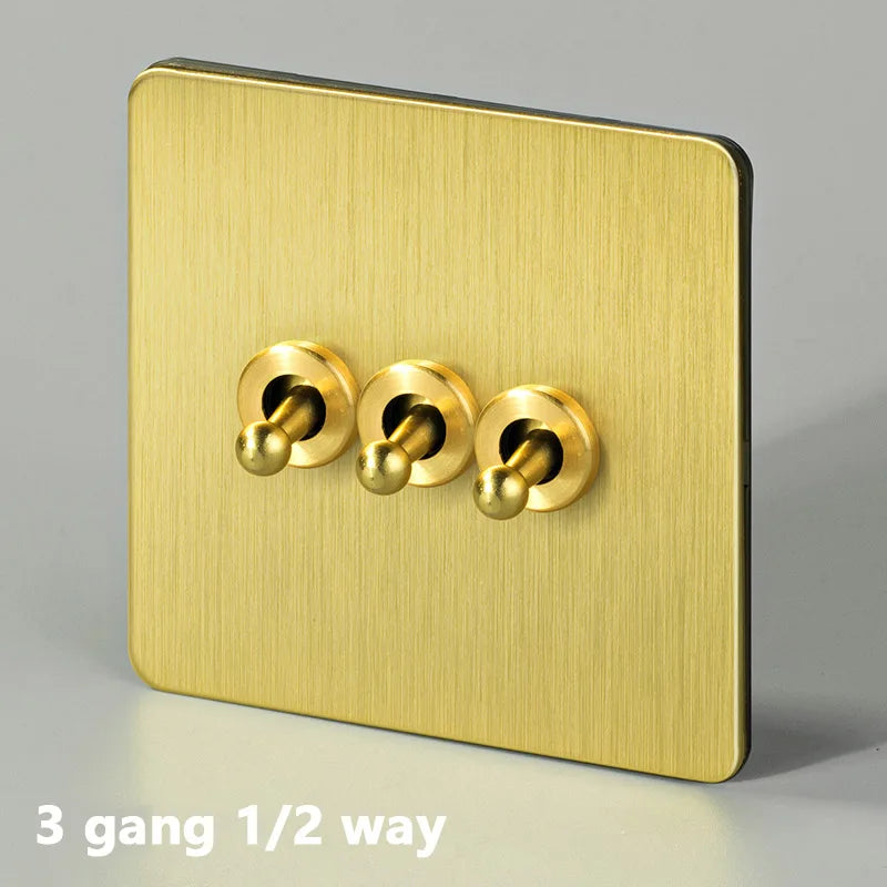 SXS12 Brushed Brass Sockets and Toggle Switches