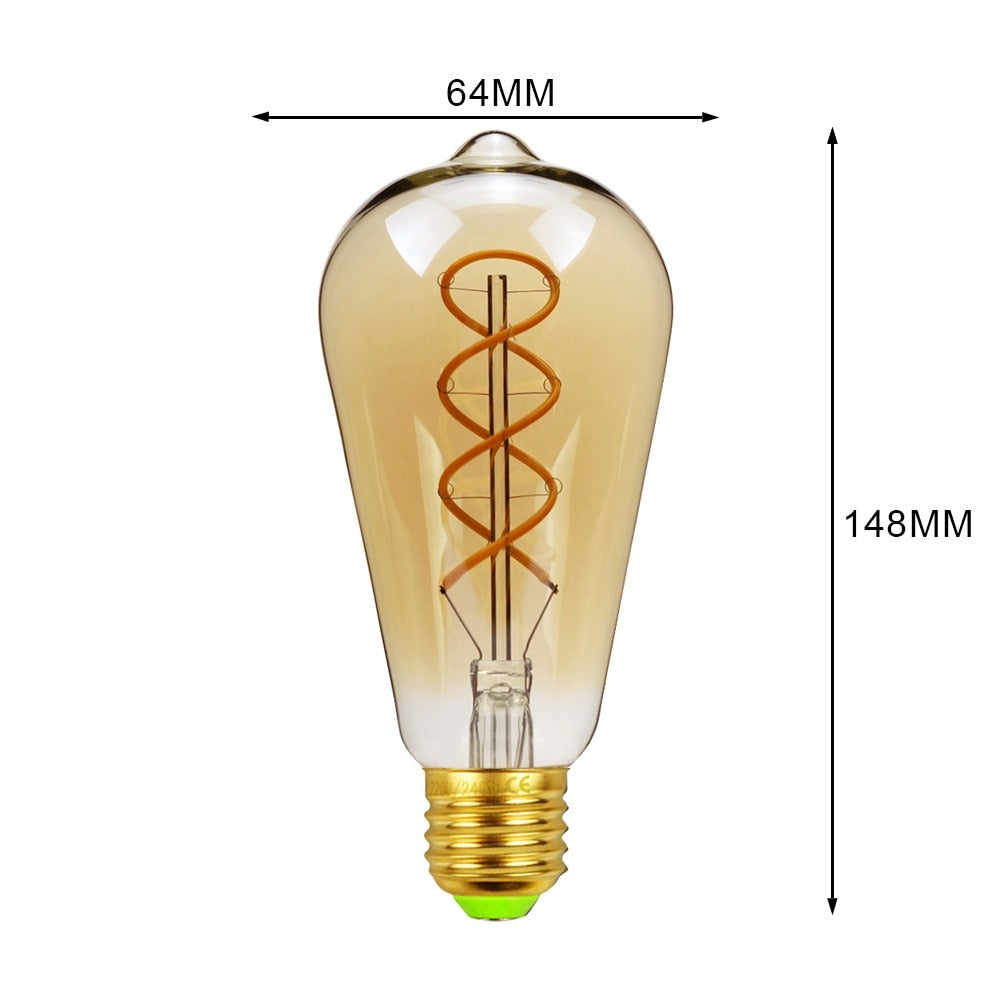 Ampoule Vintage SPIRALE E27 LED 4W 220V blanc chaud Bulb Retro