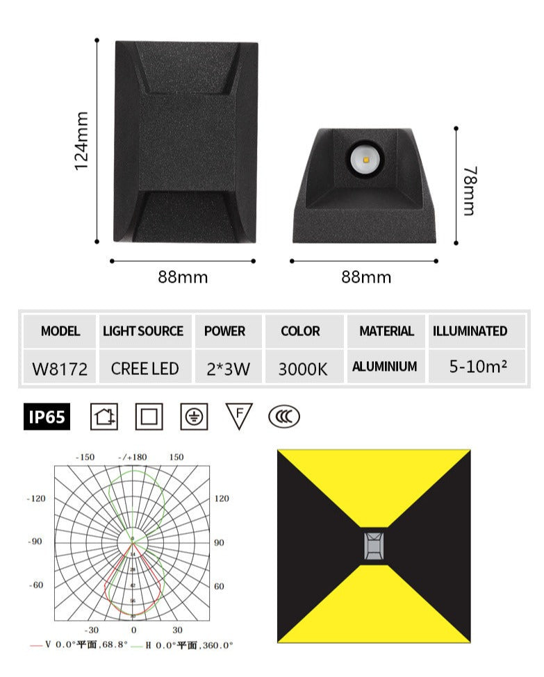 Applique murale LED d'extérieur en aluminium étanche IP65 et antirouille OWL22