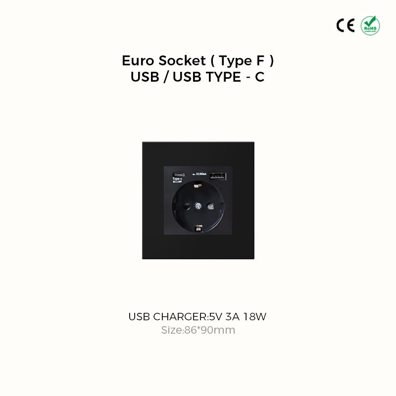 Prises et interrupteurs design minimaliste à bascule en acier inoxydable noir mat SVS13
