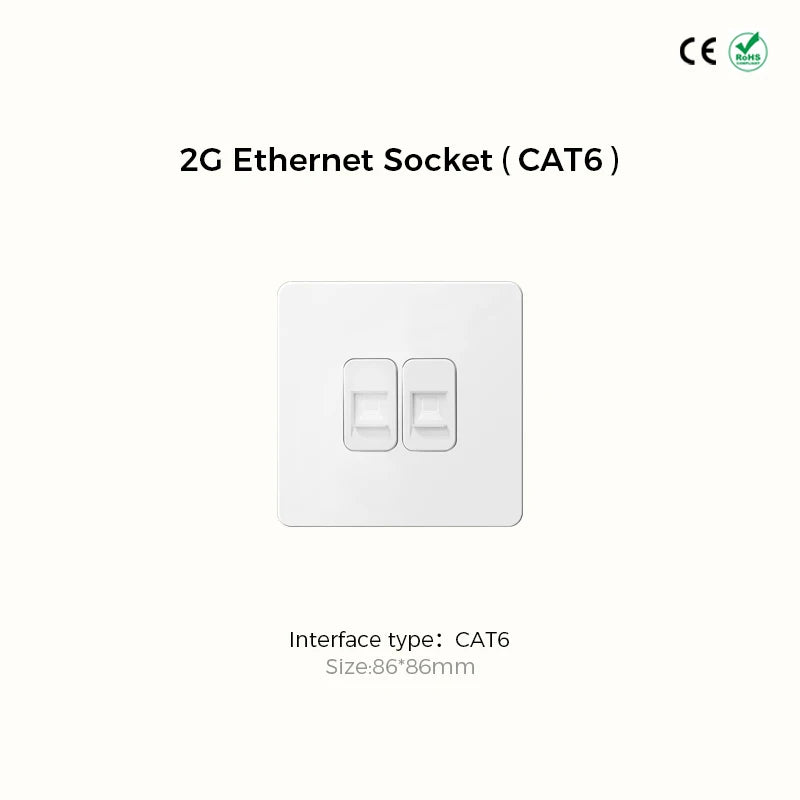 Prises et interrupteurs design à bascule doré en acier inoxydable blanc mat SKS12