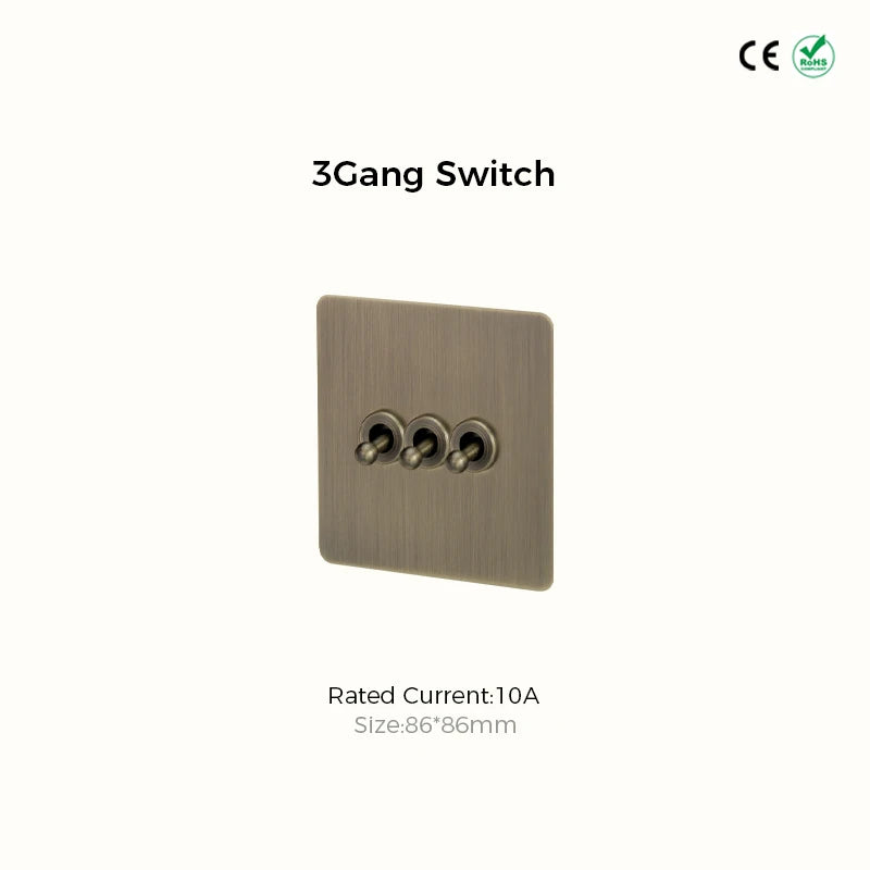 Prises et interrupteurs design à bascule en acier inoxydable bronze effet brossé SPS10