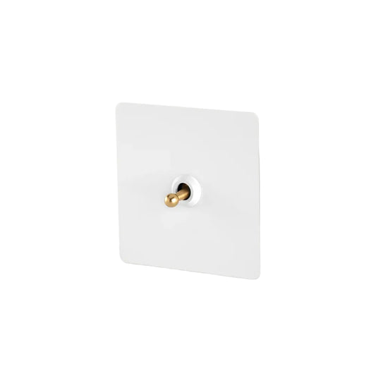 Prises et interrupteurs design à bascule doré en acier inoxydable blanc mat SKS12