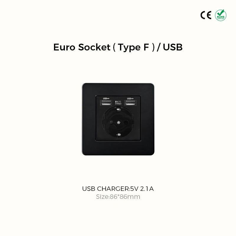 Prises et interrupteurs design minimaliste à bascule en acier inoxydable noir mat SVS-R13