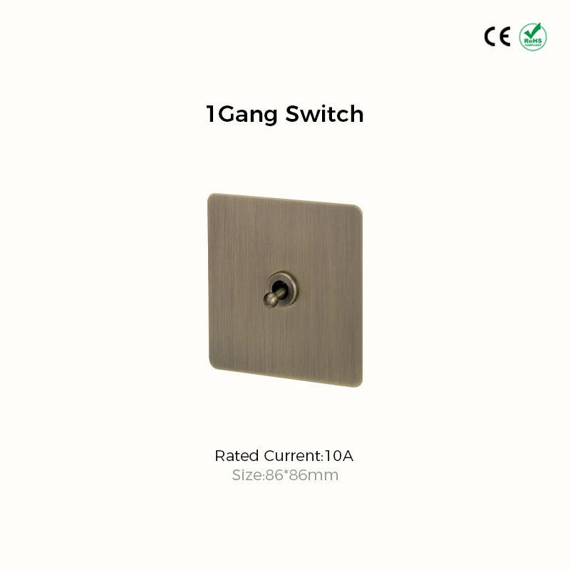 Prises et interrupteurs design à bascule en acier inoxydable bronze effet brossé SPS10